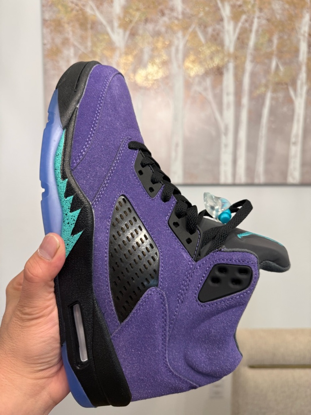Air Jordan 5 Retro Purple Suede Sneakers